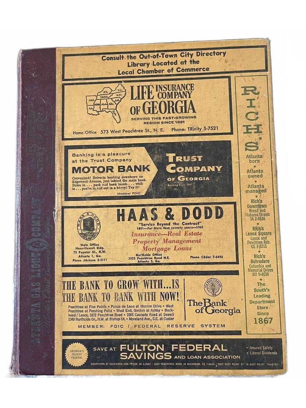 Atlanta City Directory 1961 Vintage Yellow and White Pages- MLK Listing Included